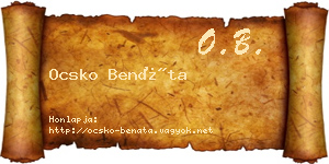 Ocsko Benáta névjegykártya